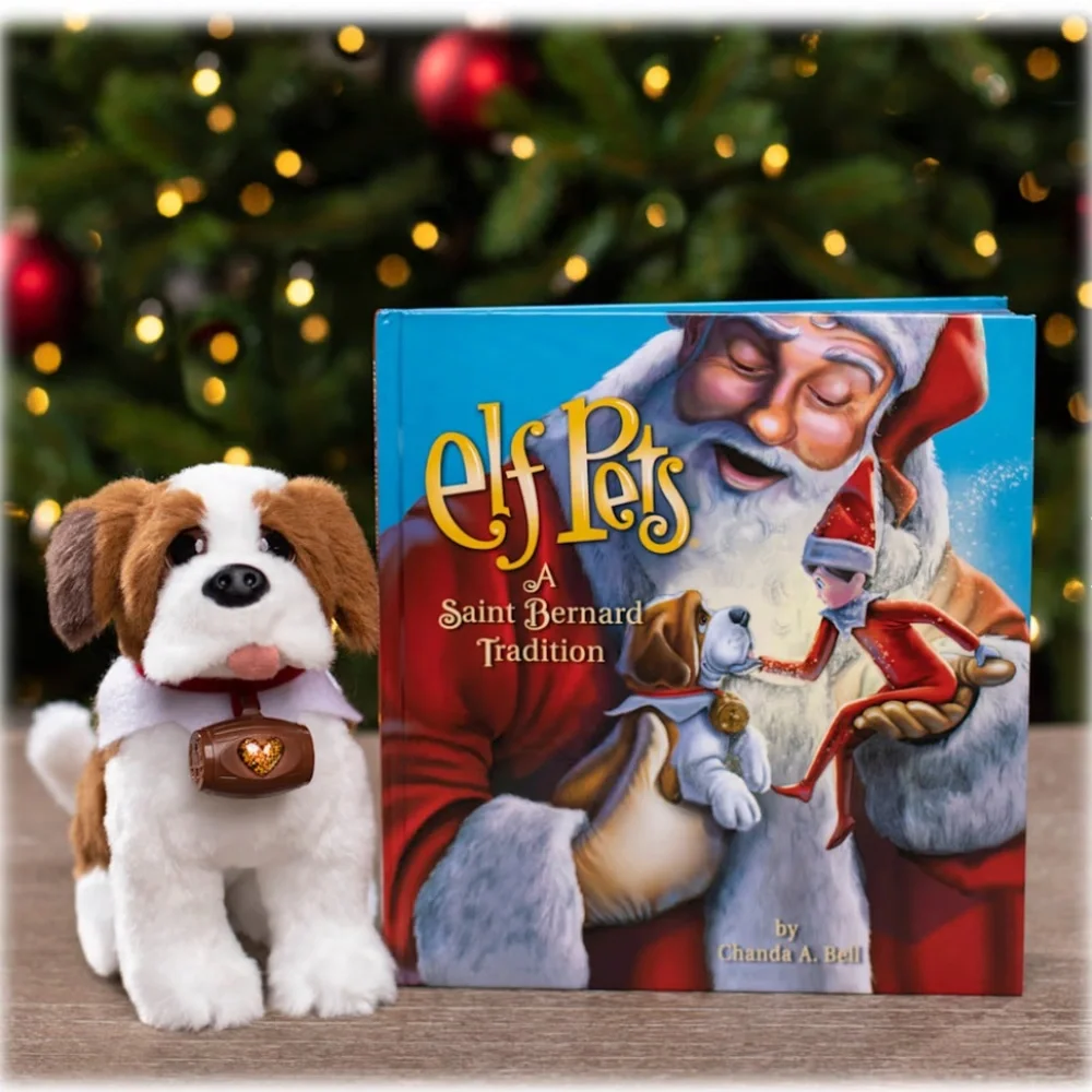 NWT Elf Pets A Saint Bernard Tradition St. Bernard Plush and Storybook